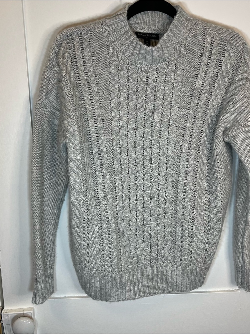 Banana Republic Heather Gray Cable Turtleneck Sweater
